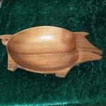 Vintage 1960/70S Pig Shaped Monkeypod Wood Serving Bowl - Vg. Fixed Price $9.95.