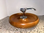 Milbern Made In Taiwan, Wood Bowl/ Built Chrome Nutcracker. Fixed Price $25.00.
