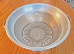 Vintage Aluminum Colander Strainer With Handles, Symbol Word Products?. Fixed Price $13.50.