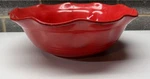 Silva Serving Bowl Large 16 Red Ruffled Edge Salad Pottery Italy. Fixed Price $89.00.