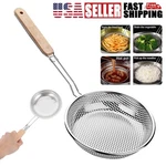 Stainless Steel Micro-perforated Skimmer Strainer,pasta Noodle Net,wooden Handle. Fixed Price $9.97.