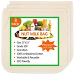Huppar Nut Milk 15"X15", Cheesecloth Bags For - 3PACK, Beige. Fixed Price $15.62.
