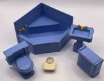 Ideal Vintage 50'S Dollhouse Blue Bathroom Set: Tub, Sink, Hamper, Toilet, Scale. Fixed Price $36.26.