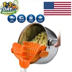 Versatile Silicone Colander: Space-saving Clip-on Strainer For Pasta & Veggies. Fixed Price $24.99.