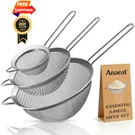 Anaeat Fine Mesh Strainers - Premium 3.15" + 5.5" 7.87" Diameter (set Of 3). Fixed Price $28.98.