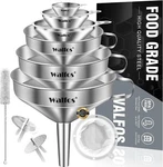 6PCS Stainless Steel Kitchen Funnels Set W/ Strainer & Brush For Liquid, Oil,.... Fixed Price $39.99.