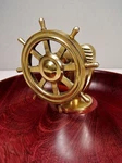 Purple Turned Bowl Brass Ship's Wheel Nutcracker Gorgeous. Fixed Price $68.88.