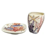 Forlong Ceramic Ocean Coral Starfish Bathroom Soap Dish And Cup. Fixed Price $14.00.