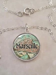 France Choose French City Antique Map .925 Sterling Silver Necklace. Fixed Price $67.00.