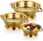 3 Pcs Gold Colander Set 1/2.5/4 Quart Stainless Steel Strainer .... Fixed Price $47.95.