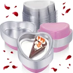 Fainne 20 Sets Valentines Day 5 Aluminum Foil Heart Shaped Cake Pans Clear Lids. Fixed Price $30.51.