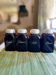 Vintage Art Deco Black Glass Shaker Set Sugar Salt Pepper Flour. Fixed Price $148.00.
