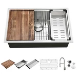 30-INCH Drop Stainless Steel Sink With Faucet Grid Cutting Board Colander. Fixed Price $259.00.