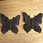 Vintage 70S Pair Of Cast Iron Butterfly Decor Figurines. Fixed Price $19.99.