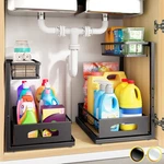 Fabutier Under Sink Organizer, 2 Cabinet For Pack, Black. Fixed Price $59.46.