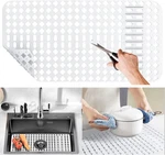 Large White Silicone Sink Mat And Protector With Cutout Drain Holes For Kitchen. Fixed Price $38.44.