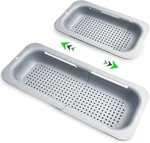 Light Grey Adjustable Over The Sink Colander Strainer Basket Collapsible Drain. Fixed Price $8.00.