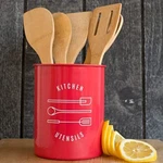 Now Designs Powder-coated Steel Utensil Crock, Red 6"X5"X5". Fixed Price $10.99.
