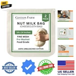 14"X14" Unbleached Cotton Nut Milk & Cheese Cloth Bag Multi-purpose Use. Fixed Price $11.99.