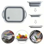 3IN1 Chopping Block With Colander Kitchen Foldable Cutting Board Drain Sink Gray. Fixed Price $27.00.