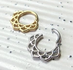 1PC Lotus Design Hinged Segment Ring Hoop Helix Daith Septum 316L Surgical Steel. Fixed Price $14.95.