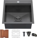 18" Black Stainless Steel Drop-in Sink For Kitchen & Outdoor Use. Fixed Price $216.99.