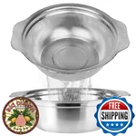 Popgrade Stainless Steel Colander, 2.5QT Rice Washer Strainer W/ Mixing Bowl. Fixed Price $28.08.