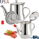 Stainless Steel Bacon Grease Container Set W/ Strainer Leak Proof Oil Storage Us. Fixed Price $22.33.