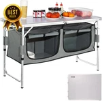 Folding Camping Kitchen Station Adjustable Cooking Storage Organizer. Fixed Price $63.02.