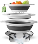 Collapsible Colanders (3 Pack Set) Food Strainers With Over Sink Water Draining. Fixed Price $39.98.