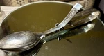 Retired Pampered Chef Double Spoon Serving Tongs (model #2565). Fixed Price $12.99.