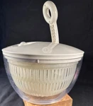 Pampered Chef Salad Spinner Pump Handle Clear Bowl With Large Small Colander. Fixed Price $44.99.