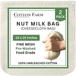 Cotton Farm Nut Milk Bag & Cheese 14 X Inch / 2 Pieces, Natural Beige. Fixed Price $11.95.