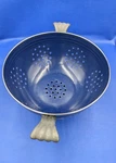 Blue Enamel Colander Strainer Silver Tone Handles. Fiestaware 11. Fixed Price $50.87.