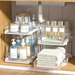 Delamu 2-TIER Multi-purpose Bathroom Under Sink Organizers And Pack, White. Fixed Price $47.01.