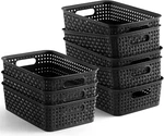 8 Pack Plastic Storage Baskets, Small 10.6 X 7.2 W 3.2 H, Black. Fixed Price $39.46.