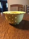 Chantal Stoneware Ceramic 7 Berry Strainer Fruit Veggie Colander Yellow. Euc. Fixed Price $15.00.
