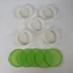 Tupperware Little Wonders Set 5 Bowls Snack Cup Clear Container Green Lids 1286. Fixed Price $15.00.