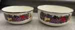 Vintage Cornucopia Enamel Metal Nesting Bowls Set Of 2 Fruit Farmhouse Kitchen. Fixed Price $24.99.