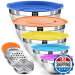 Bewos Mixing Bowls With Lids Set - 5 Pcs Stainless Steel 3 Gra. Fixed Price $38.73.