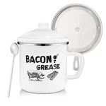 1.5L Bacon Grease Container With Strainer 46OZ Large Enamel Rustic Farmhouse Fat. Fixed Price $21.57.