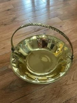 Vintage Hampton Brass Round Basket Cut Outs Handle Braided Made India. Fixed Price $15.00.