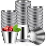Mimorou 100 Pcs 2.5OZ Metal Ramekins Stainless Steel Sauce Dipping Cups. Fixed Price $89.05.