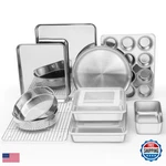 E-far 12-PIECE Bakeware Sets Stainless Steel Baking Pan Includes Cookie. Fixed Price $121.58.
