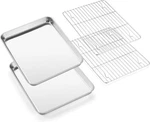 E-far 2-SET Baking Sheet With Wire Rack, Stainless Steel Cookie Half Pan Oven Sa. Fixed Price $34.43.
