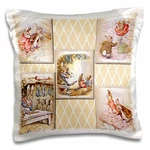 3DROSE Peter Rabbit Vintage Collage Art- Stories-pillow Case, By 16". Fixed Price $9.00.