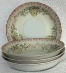 Vintage National China Set Of 4 Berry Bowls Basket Flowers Detailed Edge Guc. Fixed Price $39.00.