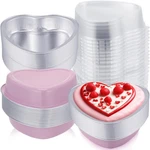 Fainne 100 Sets Mother's Day 5" Aluminum Foil Heart Shaped Cake Pans With Clear. Fixed Price $76.02.
