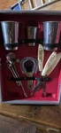 Imperial Bar Set With Carrying Case, Jigger, Strainer, Spoon, Tongs, 7-PIECE. Fixed Price $26.50.