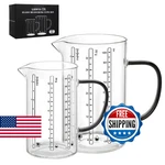 Libwys Glass Measuring Cup, 1000ML (32OZ)+500ML (16OZ) With Anti-slip Silicone. Fixed Price $48.83.